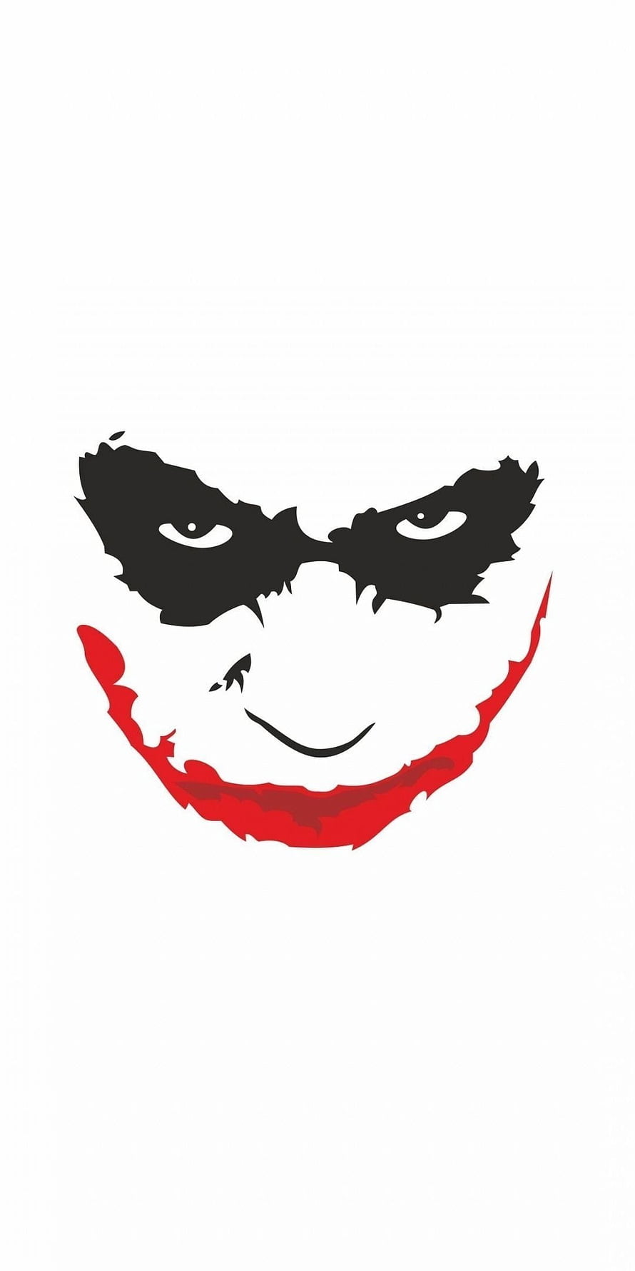 Minimalist Joker Face Illustration with Red Smile and Black Eye Shadows HD phone wallpaper