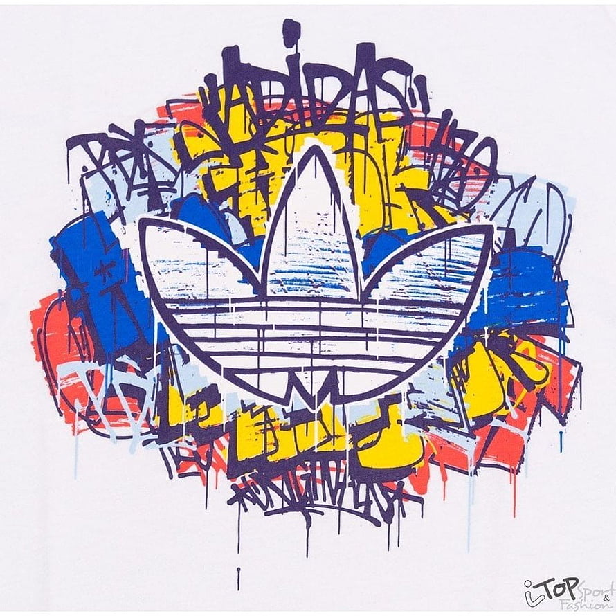Adidas Trefoil Logo in Vibrant Street Art Graffiti Style with Bold Color Splashes HD phone wallpaper