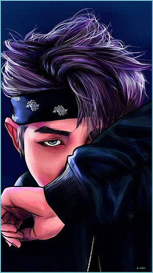 Anime Boy With Purple Hair And Headband In Dark Attitude Portrait HD phone wallpaper