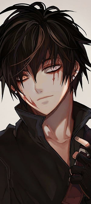 Anime Male Character With Black Hair And Blood Tears HD phone wallpaper