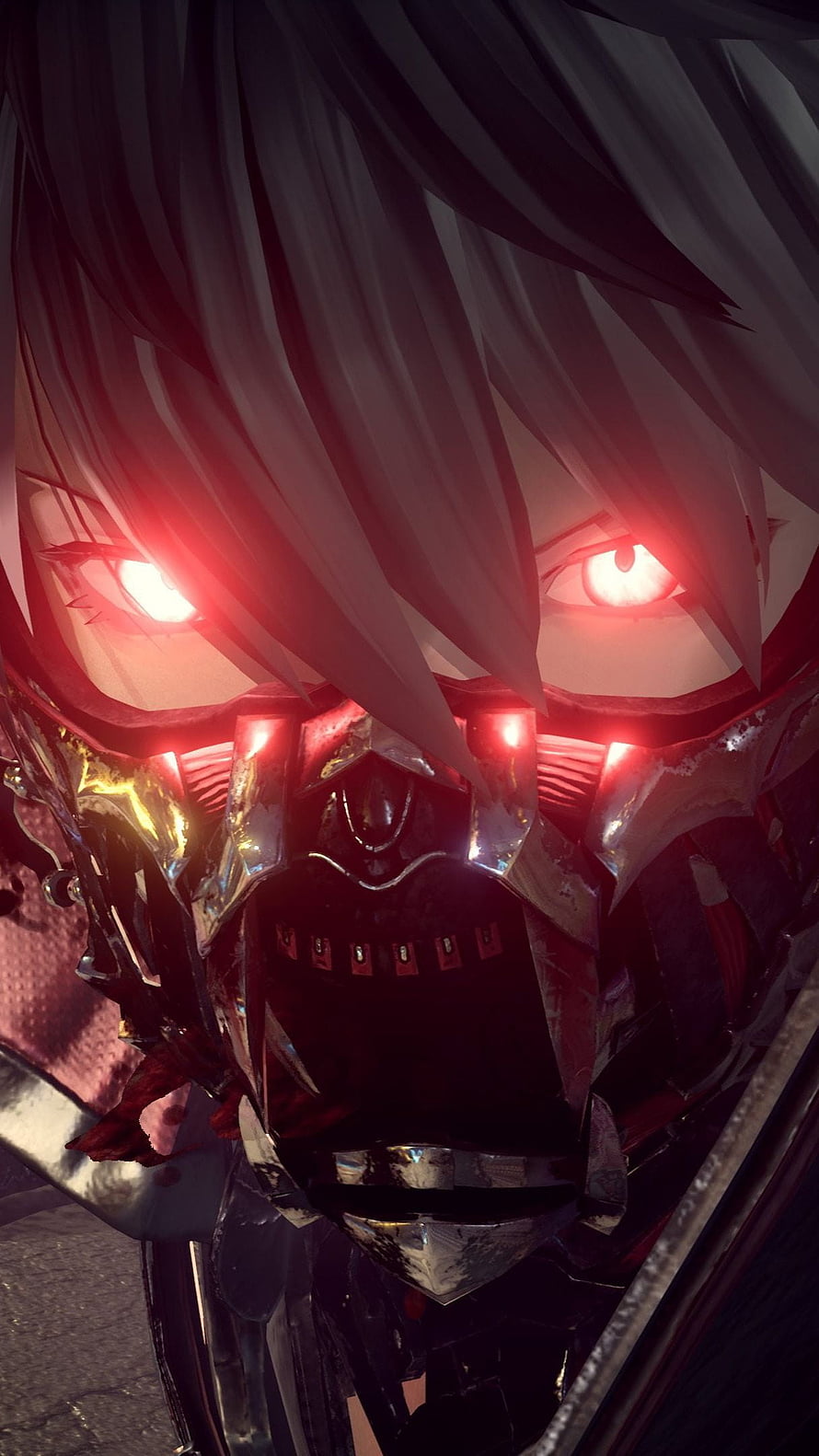 Anime Character With Glowing Red Eyes And Dark Armor HD phone wallpaper