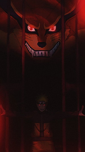 Naruto Uzumaki and Kurama Nine-Tails Fox Anime Wallpaper HD phone wallpaper