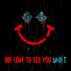 Joker Grinning Face With Dripping Red And Cyan Paint On Black Background HD phone wallpaper