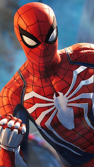 Spider-Man in Red and Blue Suit with White Spider Emblem Close-Up, Spiderman, Spiderman Spidy HD phone wallpaper