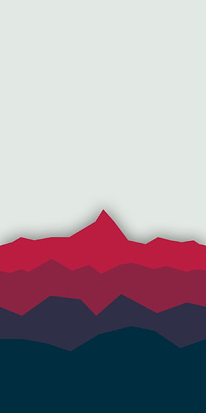 Minimalist Geometric Mountain Landscape Wallpaper With Red And Blue Layers HD phone wallpaper