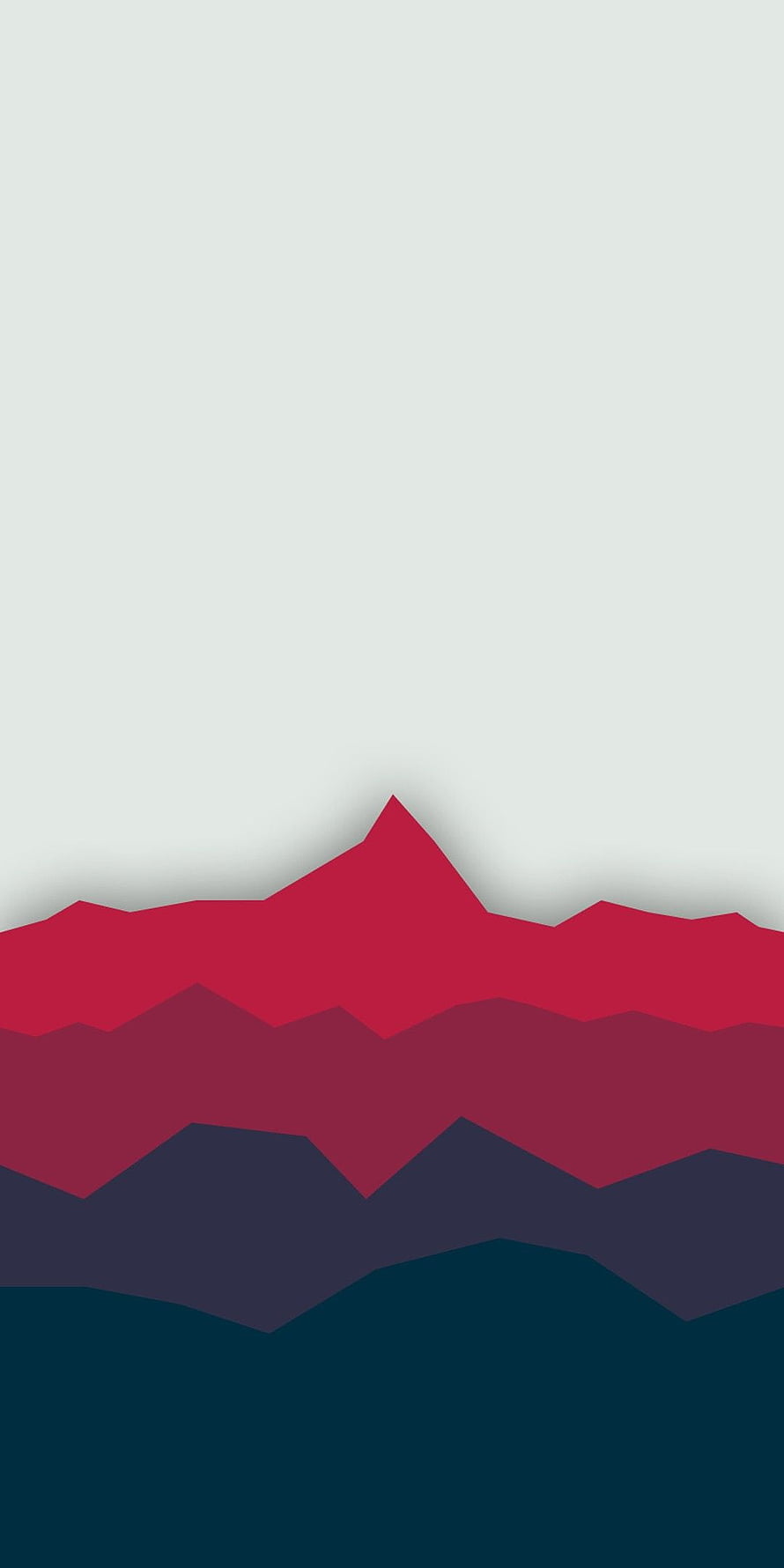 Minimalist Geometric Mountain Landscape Wallpaper With Red And Blue Layers HD phone wallpaper