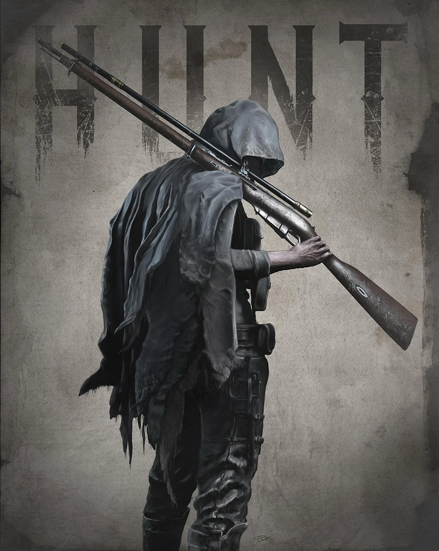 Hunt Showdown Hooded Hunter Concept Art with Double Barrel Shotgun HD phone wallpaper
