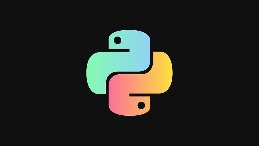 Python Programming Language Logo with Gradient Colors on Black Background HD wallpaper