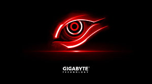 Gigabyte Technology Red Eye Logo on Black Background HD wallpaper