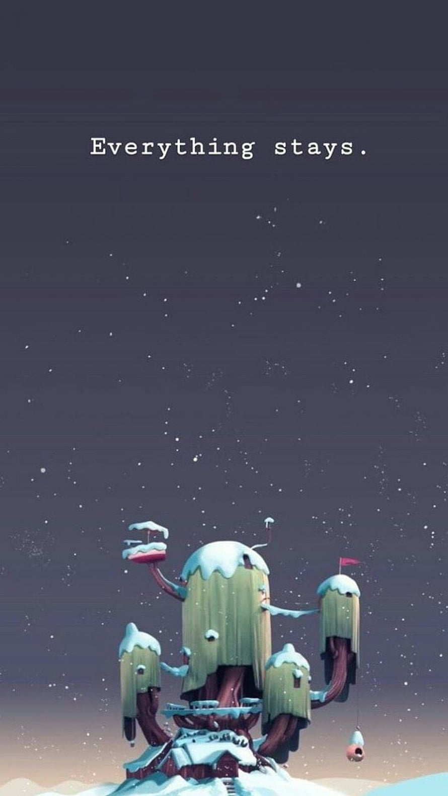 Adventure Time Frozen Treehouse Under Starry Night Sky HD phone wallpaper