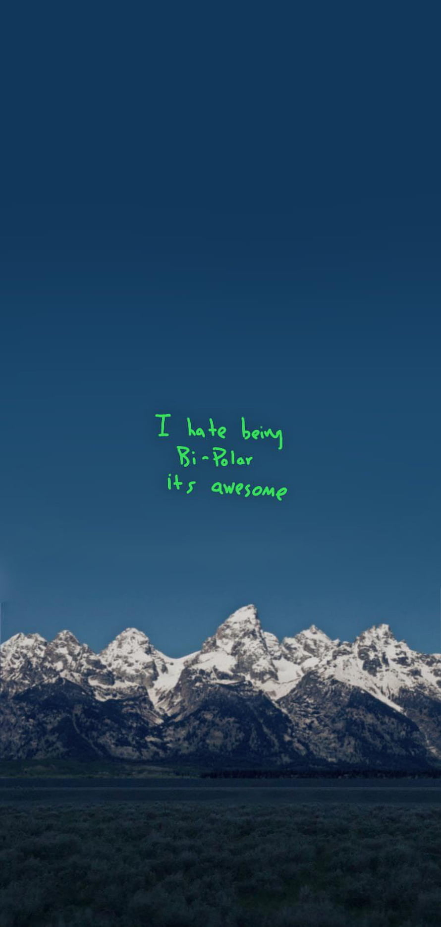 Snowy Mountain Range Landscape With Green Inspirational Quote Text Overlay HD phone wallpaper