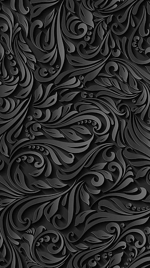 Monochromatic Black 3D Paper Cut Floral Pattern with Intricate Layered Depth HD phone wallpaper