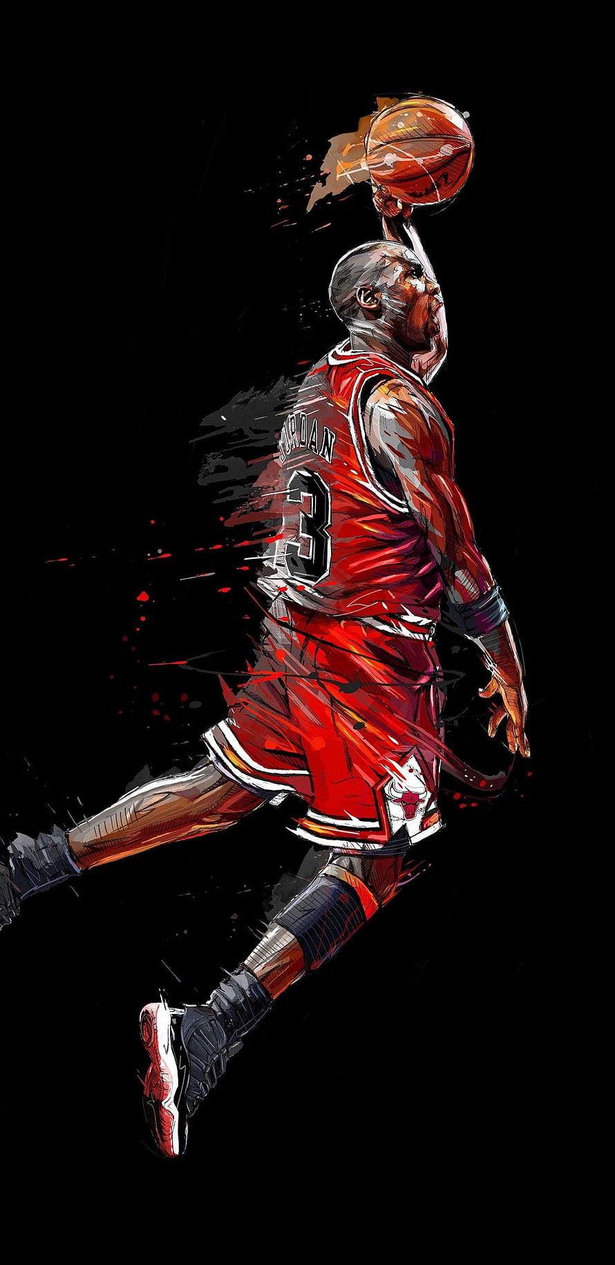 Michael Jordan Chicago Bulls Slam Dunk Digital Art Illustration HD phone wallpaper