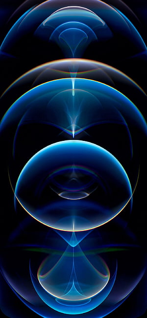 Abstract Blue Geometric Spheres with Iridescent Edges on Dark Background HD phone wallpaper
