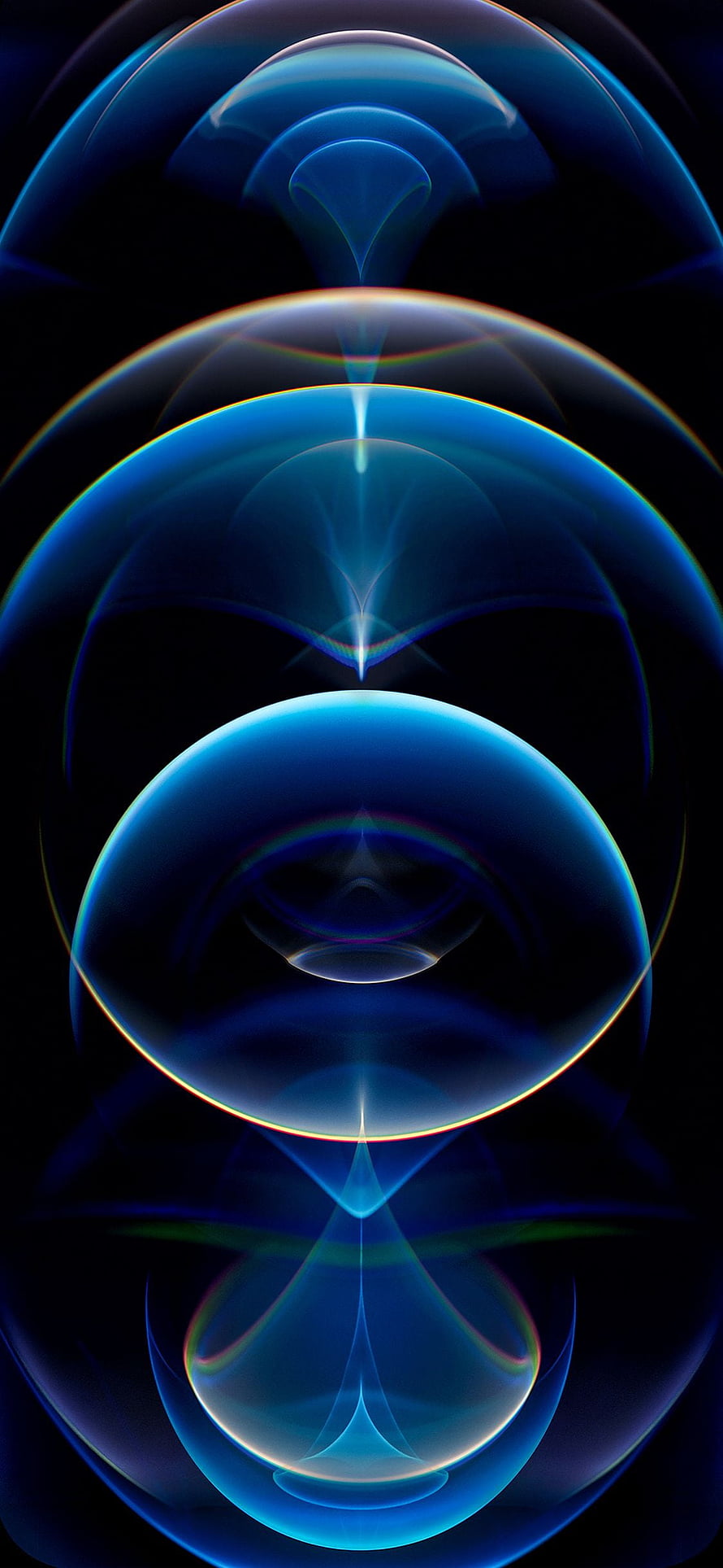 Abstract Blue Geometric Spheres with Iridescent Edges on Dark Background HD phone wallpaper