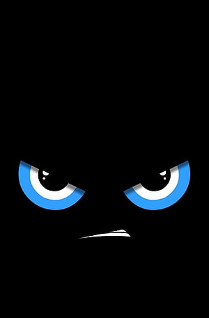Minimalist Angry Blue Eyes in Dark Shadow Cartoon Face HD phone wallpaper