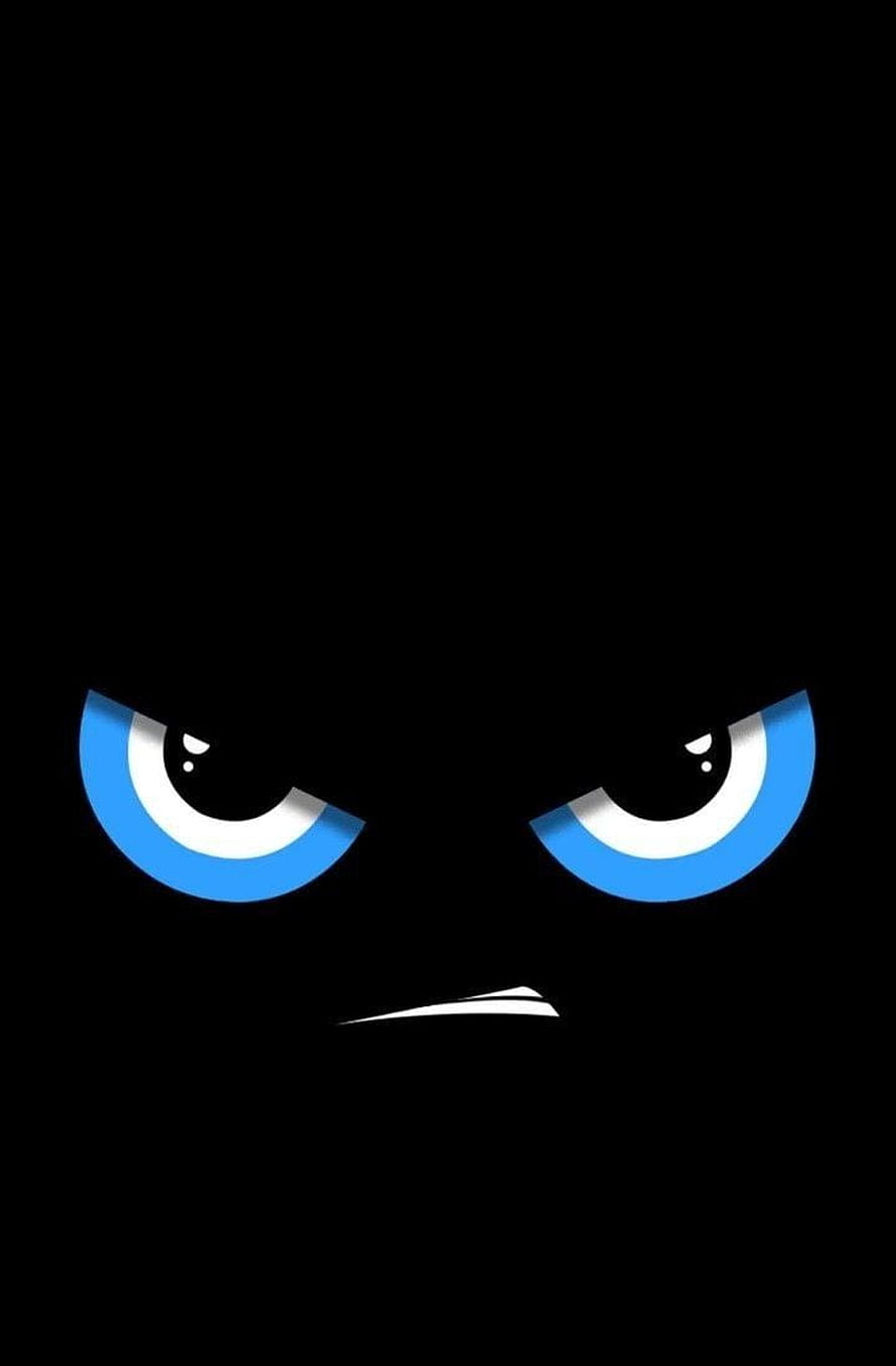 Minimalist Angry Blue Eyes in Dark Shadow Cartoon Face HD phone wallpaper