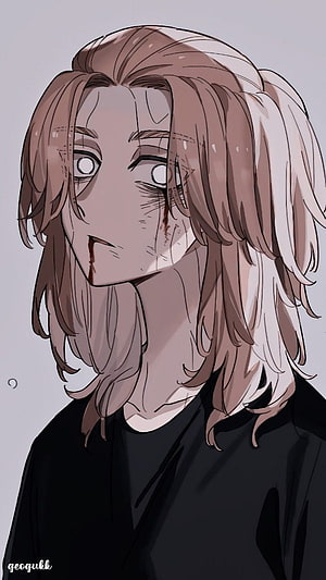 Anime Character With Long Hair And Blood Tears HD phone wallpaper