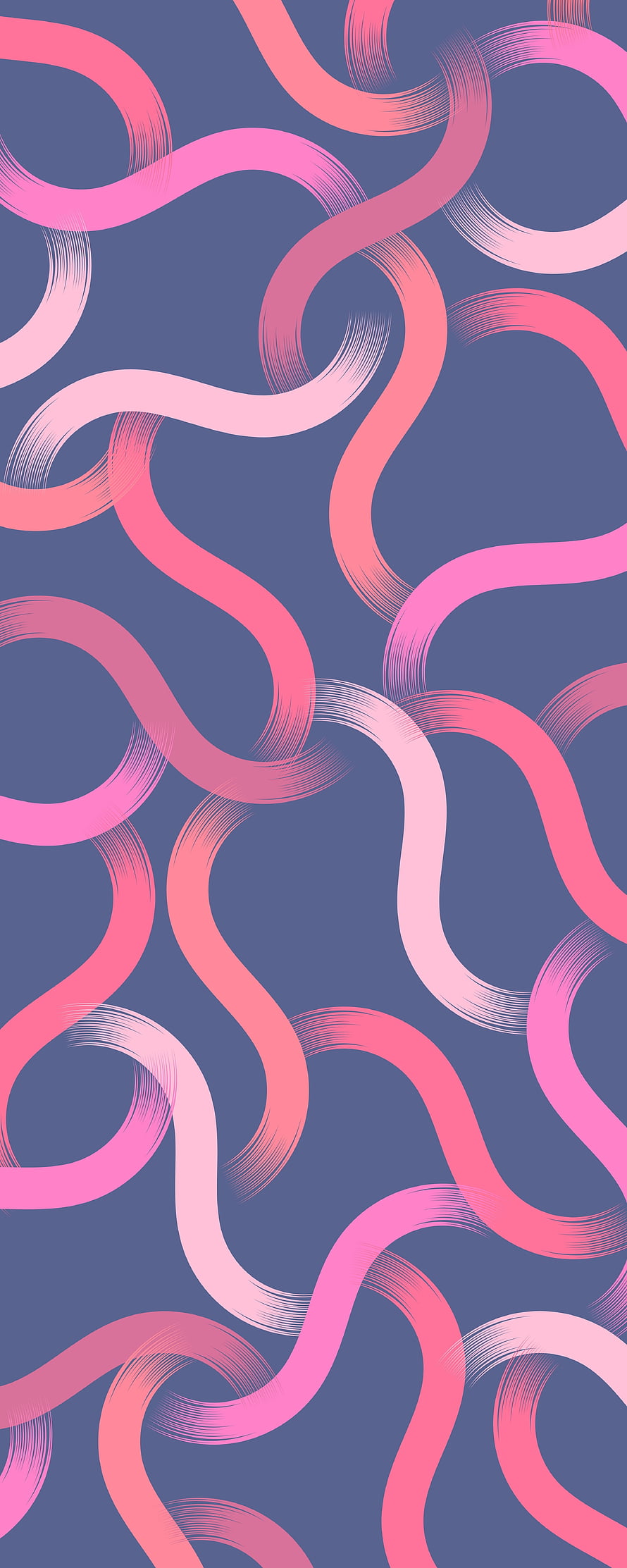 Abstract Flowing Curves Pattern in Pink and Coral on Slate Blue Background HD phone wallpaper
