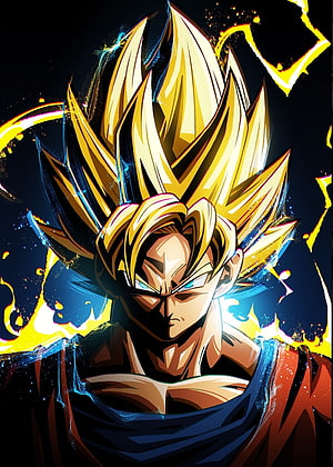 Super Saiyan Goku Anime Character Portrait With Golden Aura And Spiky Hair HD phone wallpaper