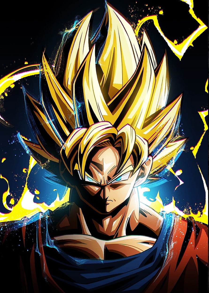 Super Saiyan Goku Anime Character Portrait With Golden Aura And Spiky Hair HD phone wallpaper