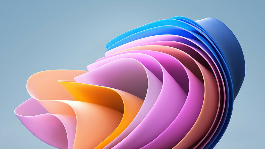 Abstract 3D Render of Layered Colorful Ribbons in Blue, Purple, and Orange HD wallpaper