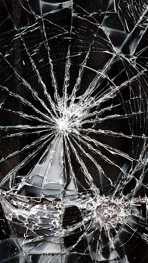 Shattered Glass Texture With Spiderweb Cracks On Dark Background HD phone wallpaper