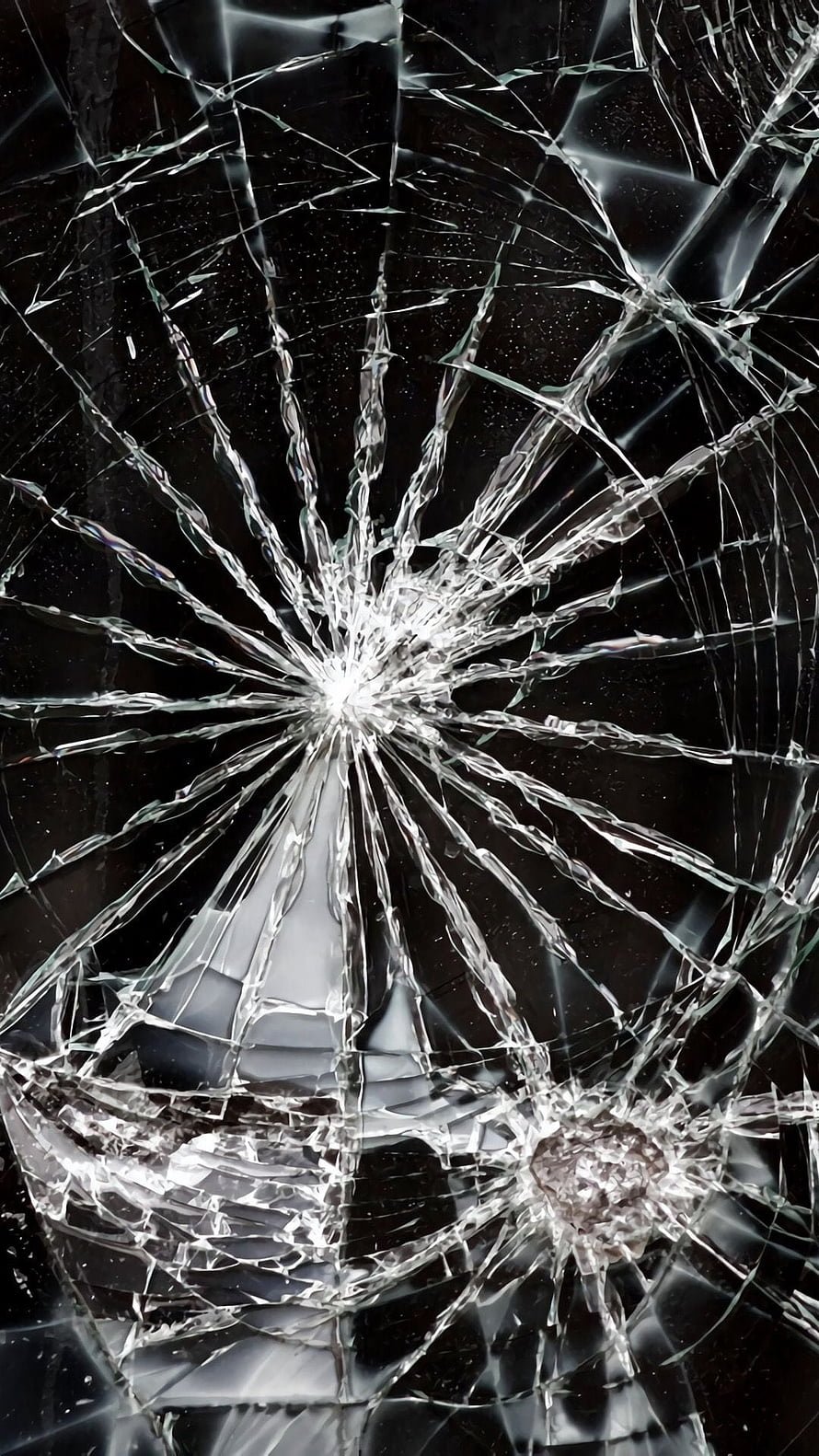Shattered Glass Texture With Spiderweb Cracks On Dark Background HD phone wallpaper