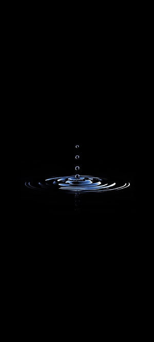 Minimalist Water Droplet Falling Into Dark Liquid Surface With Ripples HD phone wallpaper