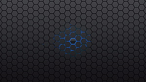 Dark Hexagonal Grid Pattern With Glowing Blue Center Abstract Wallpaper HD wallpaper