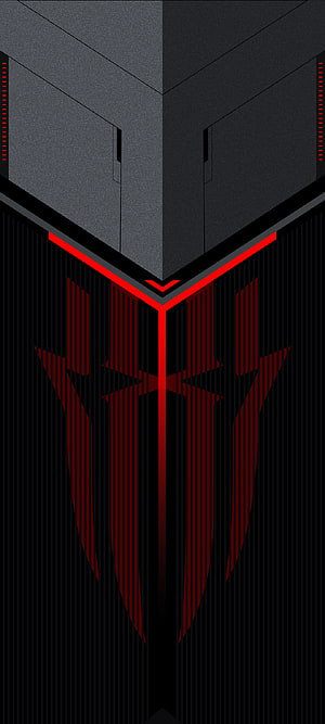 Nubia Red Magic Gaming Phone Front View with Red LED Accents and Dark Geometric Design HD phone wallpaper
