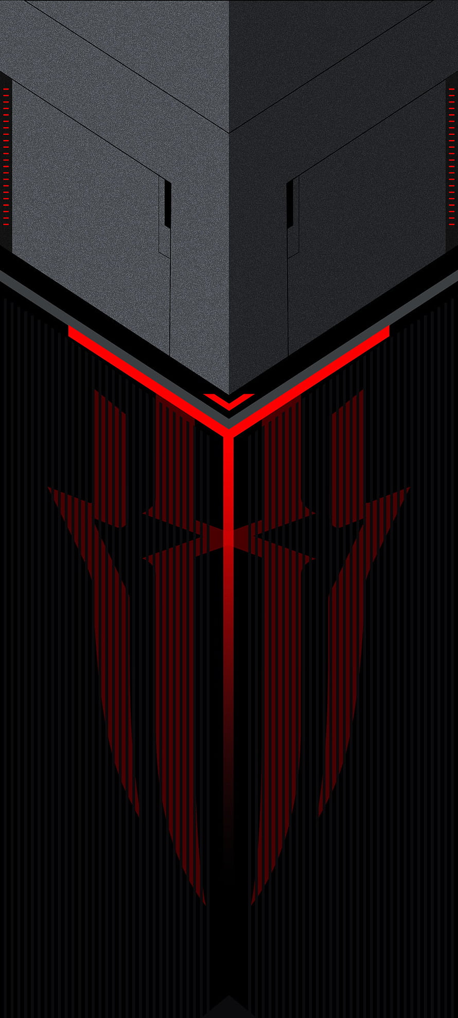 Nubia Red Magic Gaming Phone Front View with Red LED Accents and Dark Geometric Design HD phone wallpaper