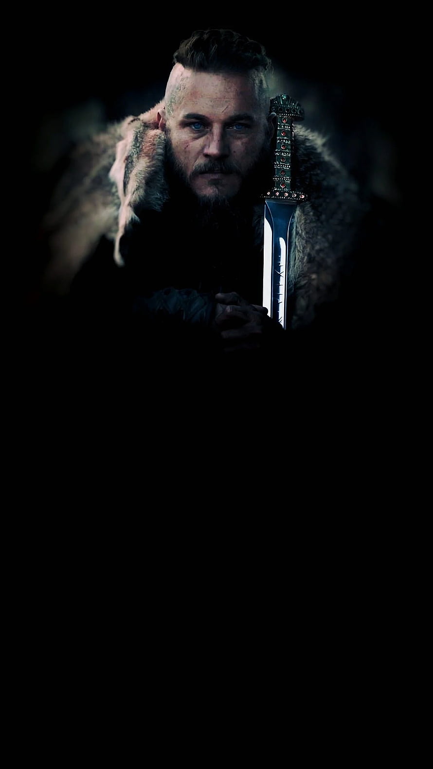 Ragnar Lothbrok Viking Warrior Portrait with Sword and Fur Cloak HD phone wallpaper