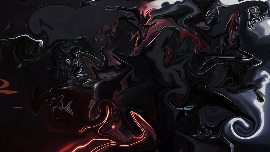 Dark Abstract Glitch Art with Swirling Red and Black Liquid Patterns HD wallpaper