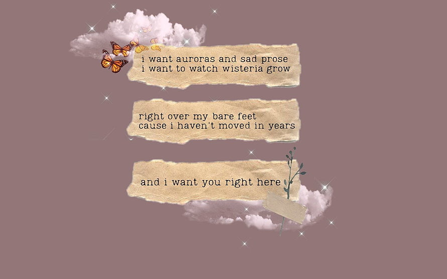 Taylor Swift The Lakes Laptop Lyric Art with Vintage Paper and Butterflies HD wallpaper