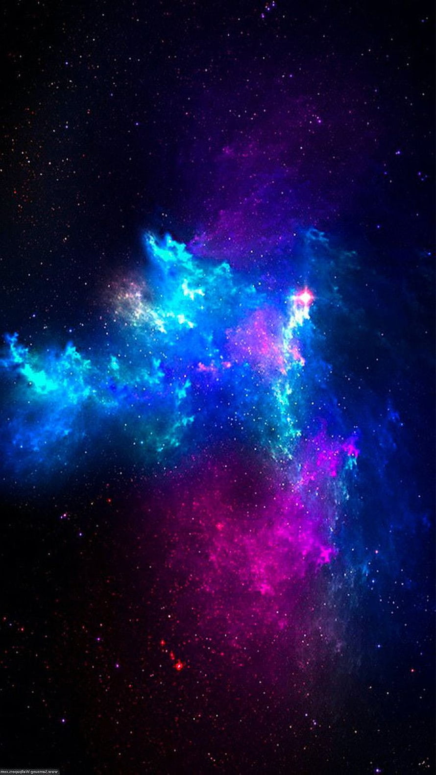 Vibrant Cosmic Nebula with Blue and Purple Gas Clouds and Starry Background HD phone wallpaper