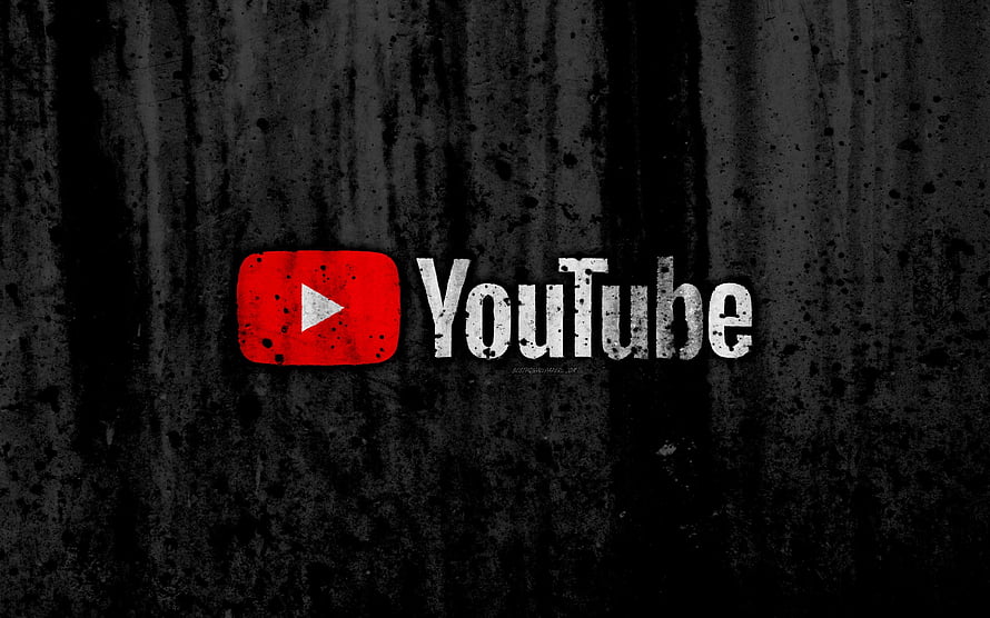 Grungy YouTube Logo on Dark Textured Background HD wallpaper