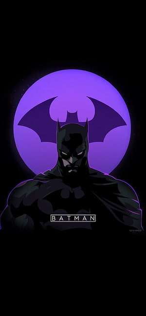 Batman Silhouette With Purple Moon And Bat Symbol Background, Batman, Purple Batman HD phone wallpaper