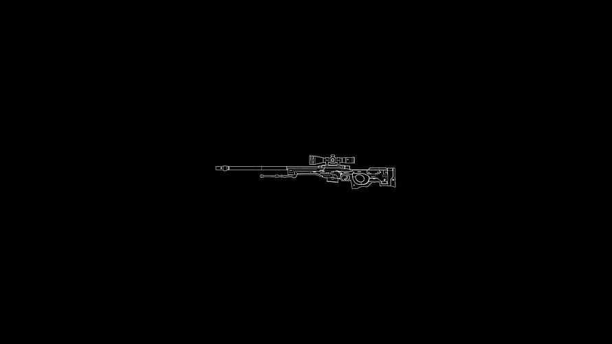Minimalist CS:GO Sniper Rifle Blueprint on Black Background HD wallpaper