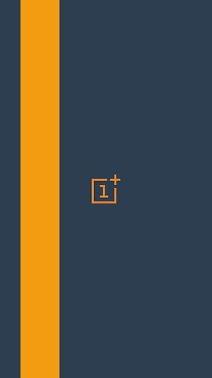 Minimalist OnePlus Logo on Dark Slate Background with Bold Orange Vertical Stripe HD phone wallpaper