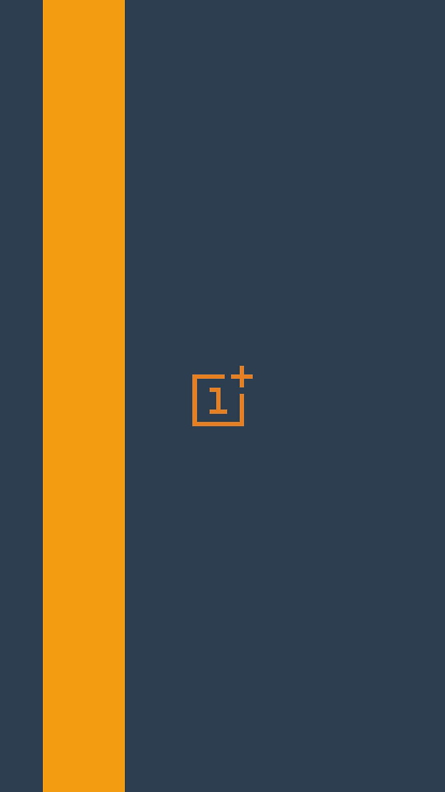 Minimalist OnePlus Logo on Dark Slate Background with Bold Orange Vertical Stripe HD phone wallpaper
