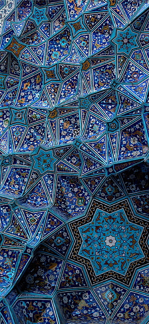Intricate Blue Islamic Muqarnas Ceiling with Geometric Tile Patterns HD phone wallpaper
