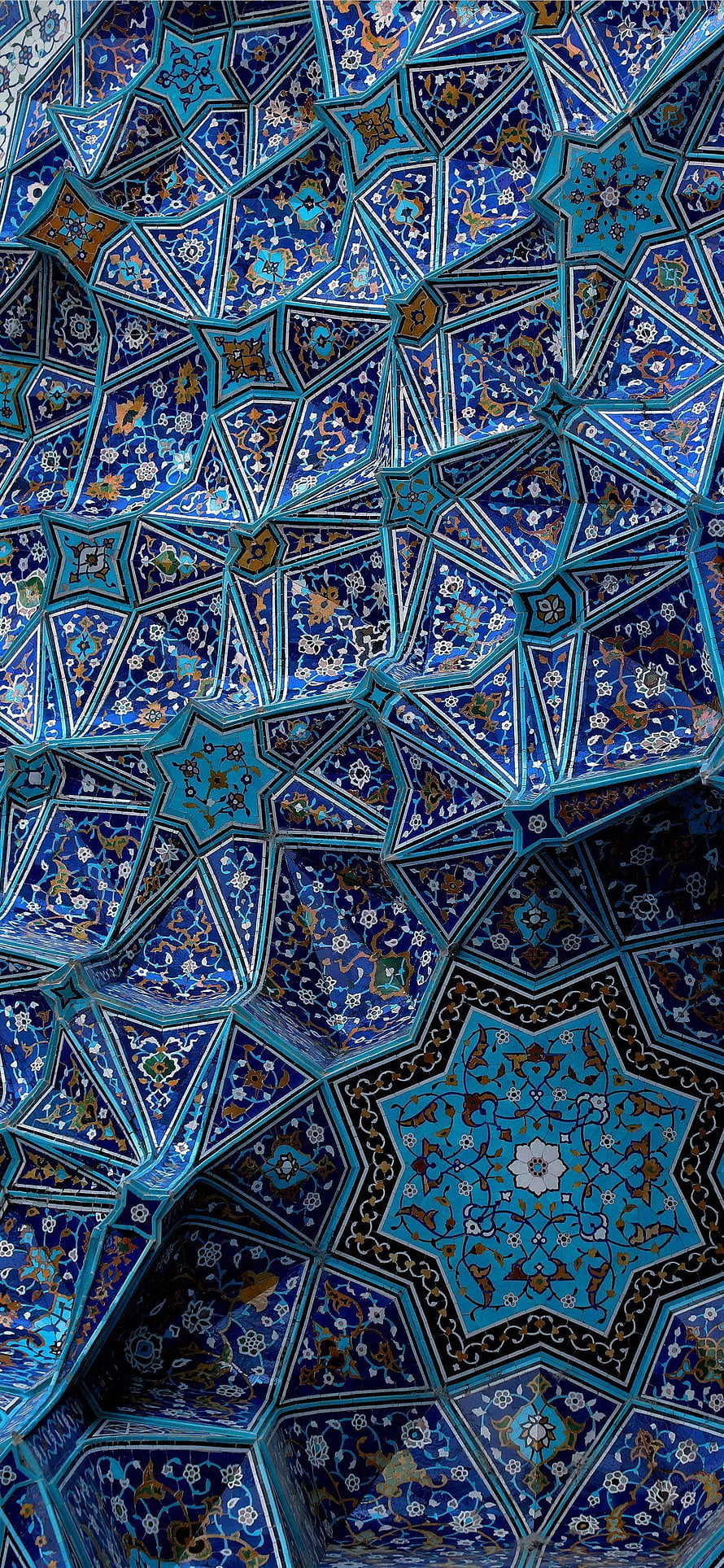 Intricate Blue Islamic Muqarnas Ceiling with Geometric Tile Patterns HD phone wallpaper