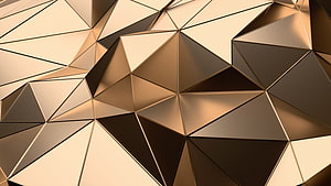 Abstract Geometric Gold Faceted Pattern with Triangular Prism Design HD wallpaper