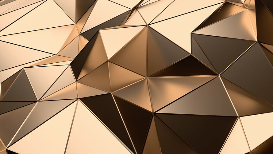 Abstract Geometric Gold Faceted Pattern with Triangular Prism Design HD wallpaper