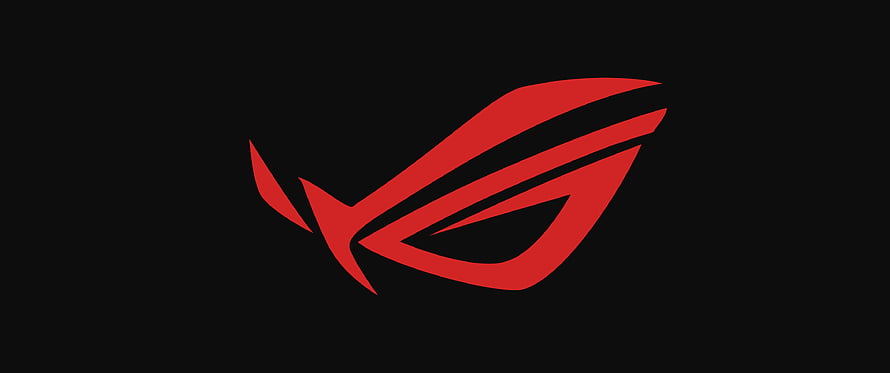 Red Asus ROG Eye Logo on Black Background Minimalist Gaming Wallpaper HD wallpaper