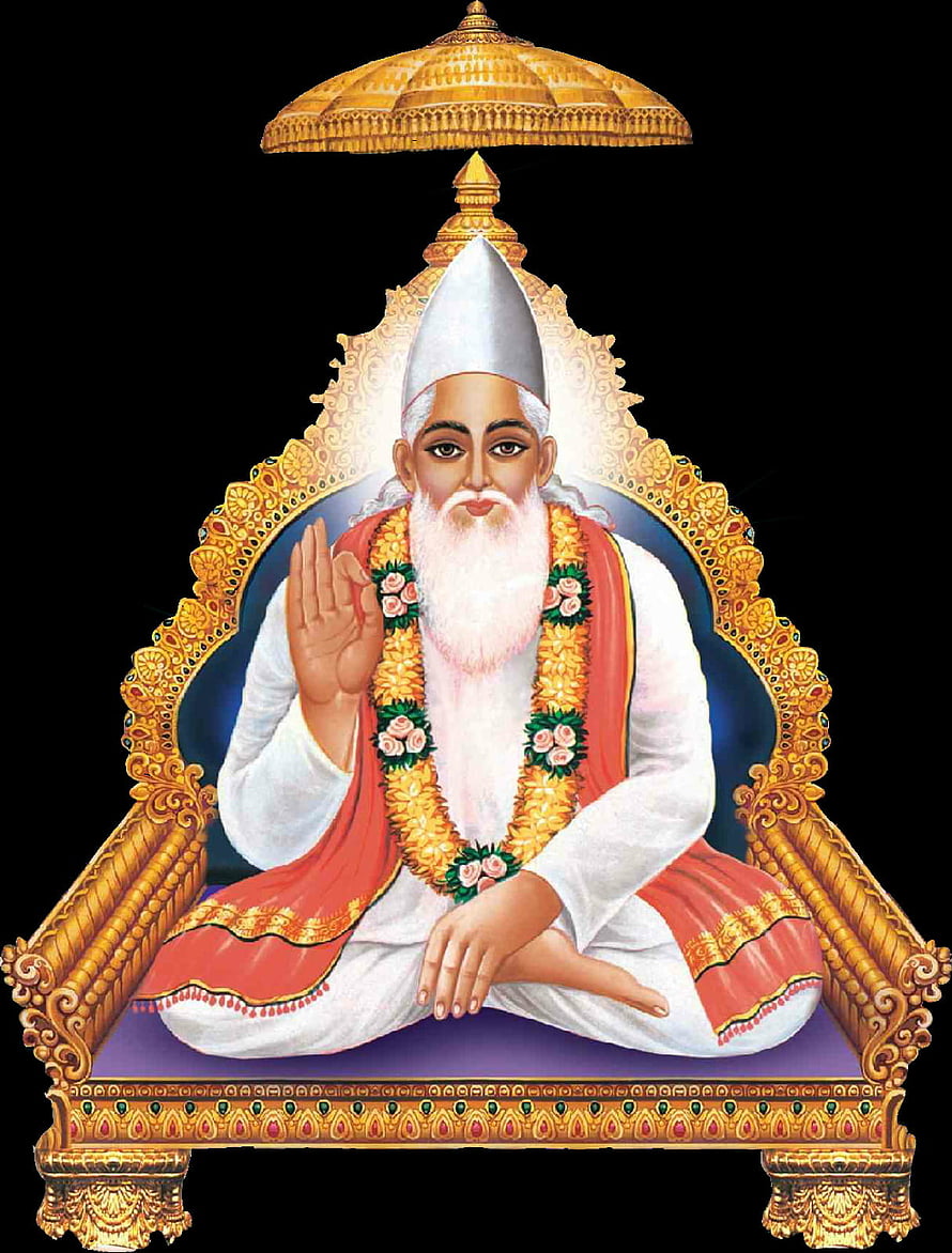 Portrait of Sai Baba Sitting on Golden Throne with Flower Garland HD phone wallpaper