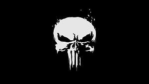 The Punisher White Skull Logo on Black Background HD wallpaper
