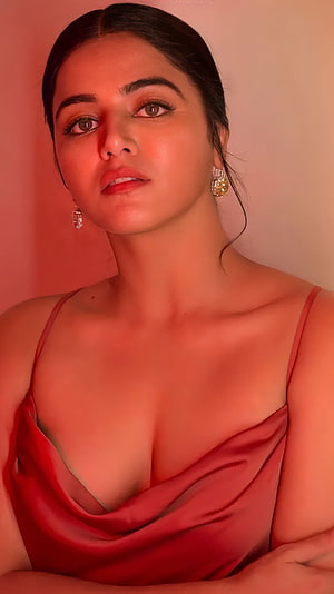 Rashmika Mandanna in a Red Silk Dress with Elegant Jewelry, Wamiqa Gabbi, malayalam actress, cleavage HD phone wallpaper