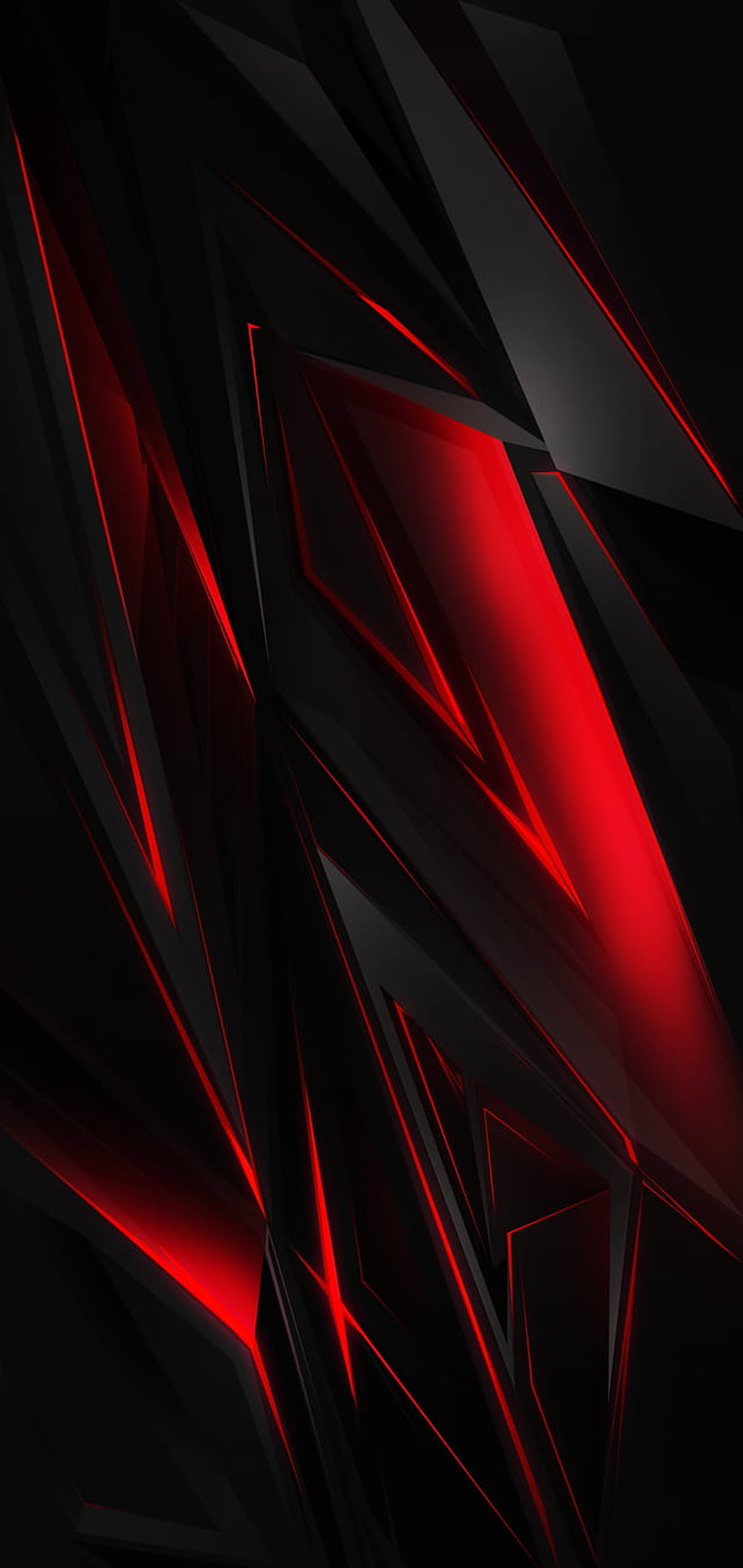 Abstract Dark Geometric Background With Glowing Red Neon Lines And Sharp Triangular Shapes HD phone wallpaper